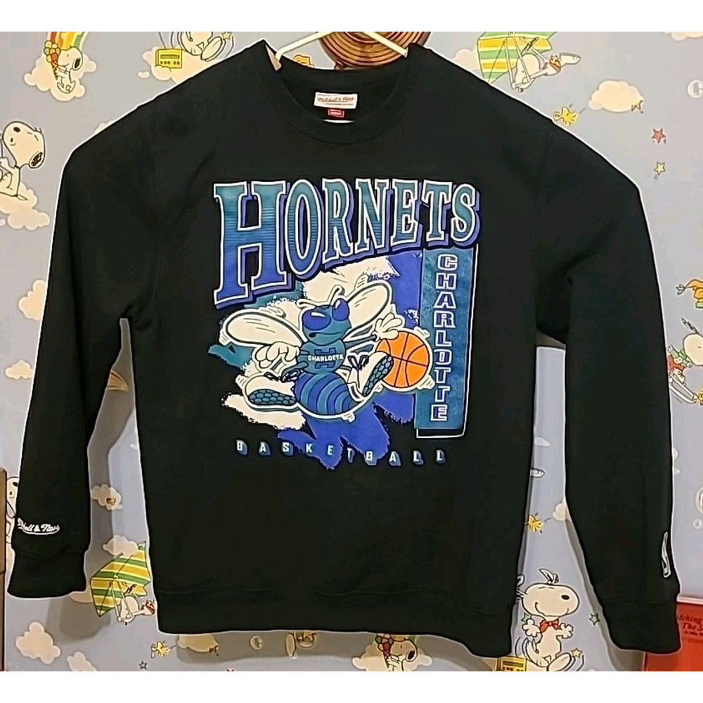Mitchell & Ness NBA Charlotte Hornets Retro Crewneck Sweatshirt Sweater Sz Large